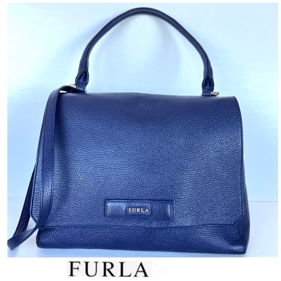 Furla Bags Furla 2 Way Royal Blue Pebble Leather Single Handle